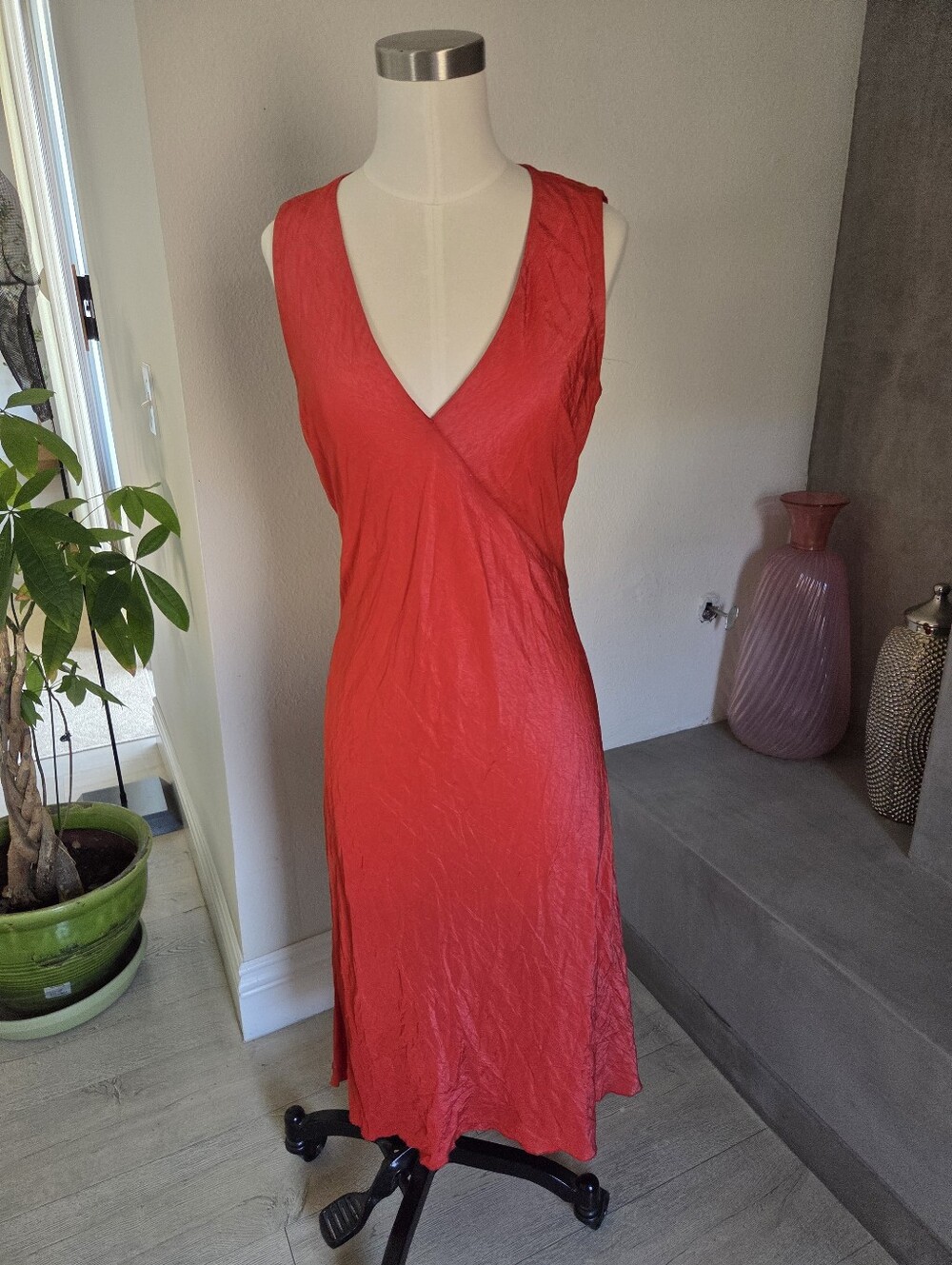 DKNY Red Midi Dress Simple & Elegant